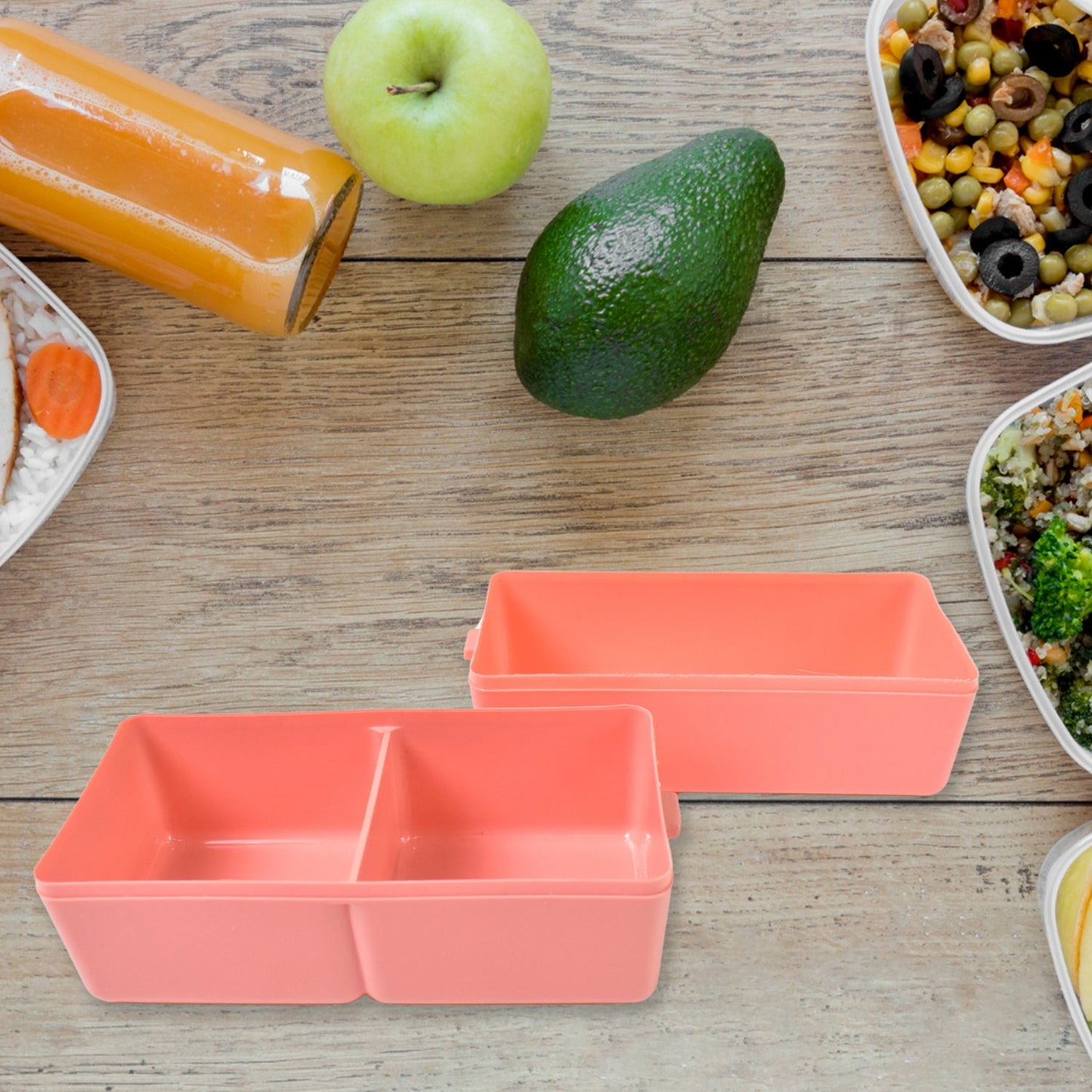 Plastic 3 Layer Leak Proof 3 Compartment Lunch Box For Office  (1 Pc) Wukusy