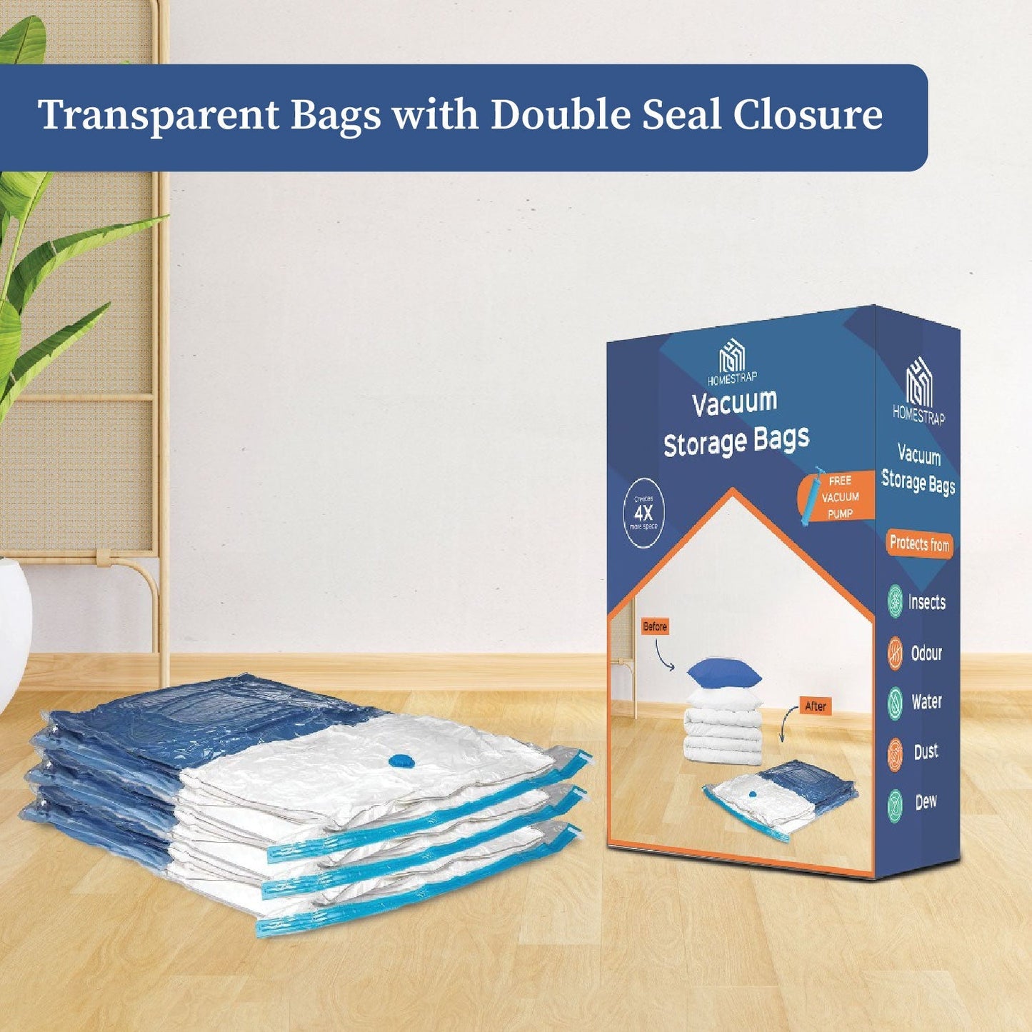 Vacuum Bag | Space Saver Compression Bags with Free Vacuum Pump shopbyte