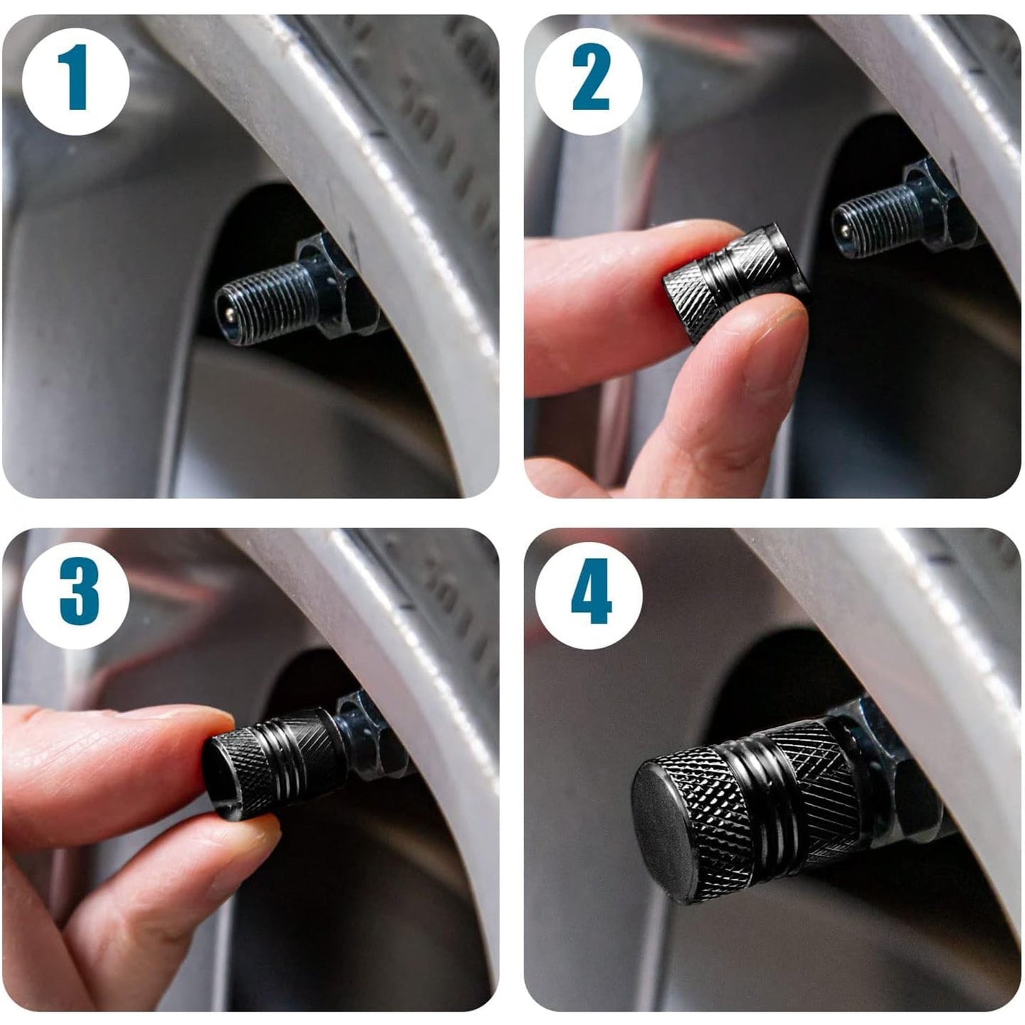 Tire Valve Stem Caps Fit 4pcs Silver