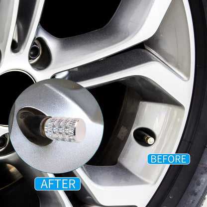 Tire Valve Stem Caps Fit 4pcs Silver