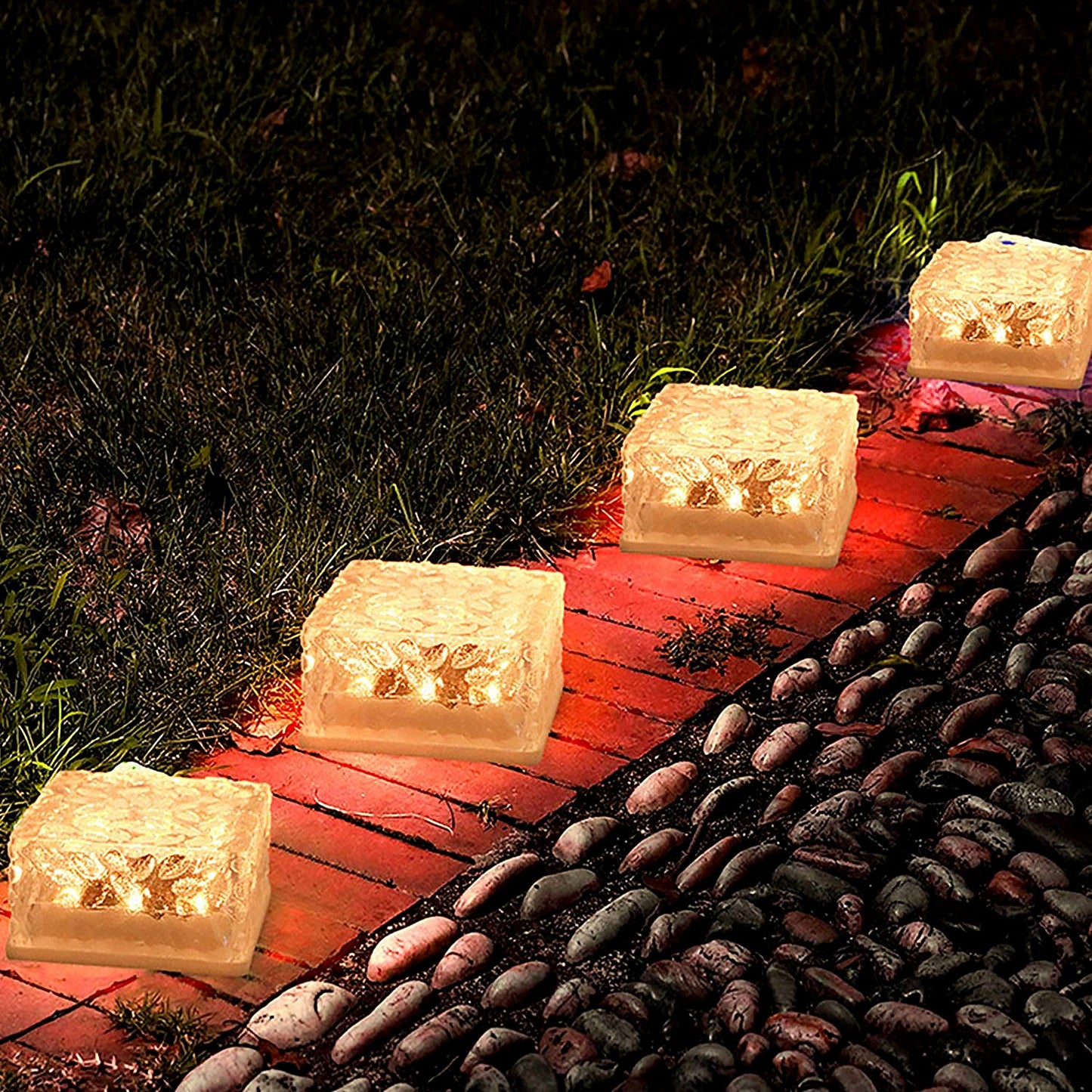 8557solar Ice Cube Shaped Garden Light Ice Cube Shaped Garden Warm Light Outdoor Solar Garden Decorative Lights For Walkway Pathway Backyard Christmas Decoration Parties Wukusy