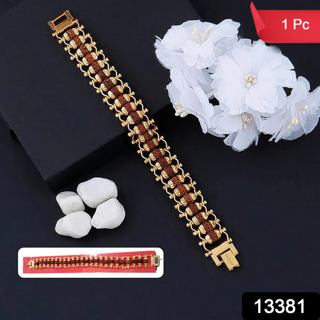 Rudraksha Rakhi For Brother  Golden Modern Rudraksha Bracelet Rakhi (1 Pc) Wukusy