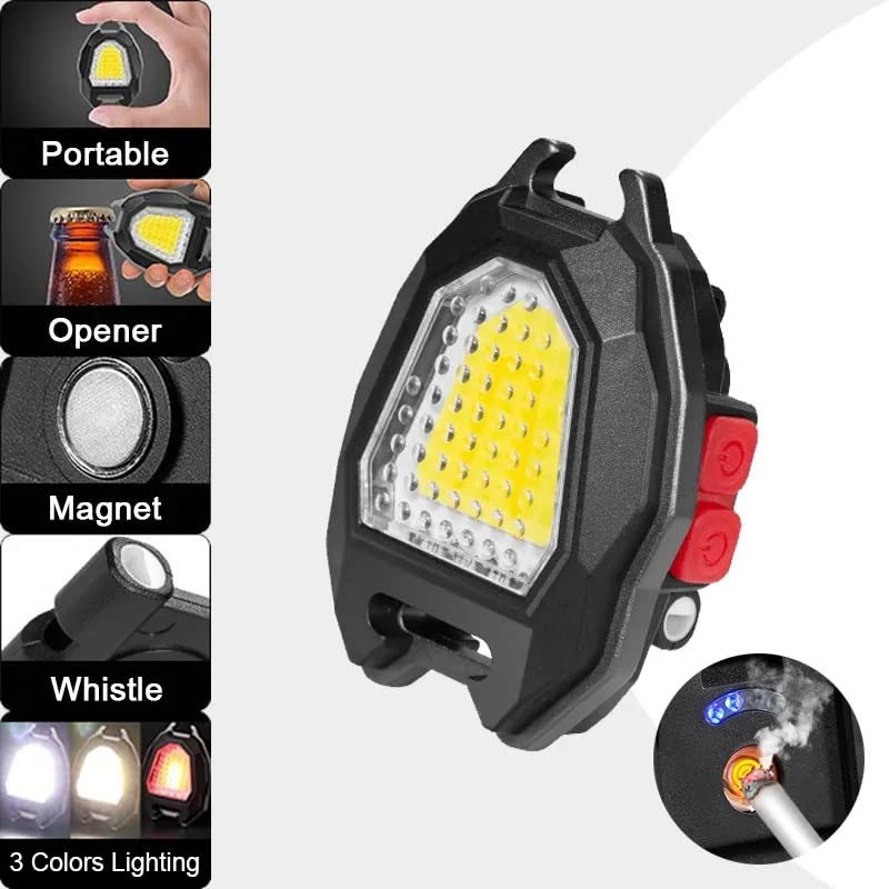 4543 Portable Triangular Shaped Emergency Camping Flashlight With Cigarette Lighter Lumens Rechargeable Waterproof Portable Led Light Camping Keychain 6lighting Modes With Strong Magnet 3 Color Lighting For Travel Camping Walking Wukusy
