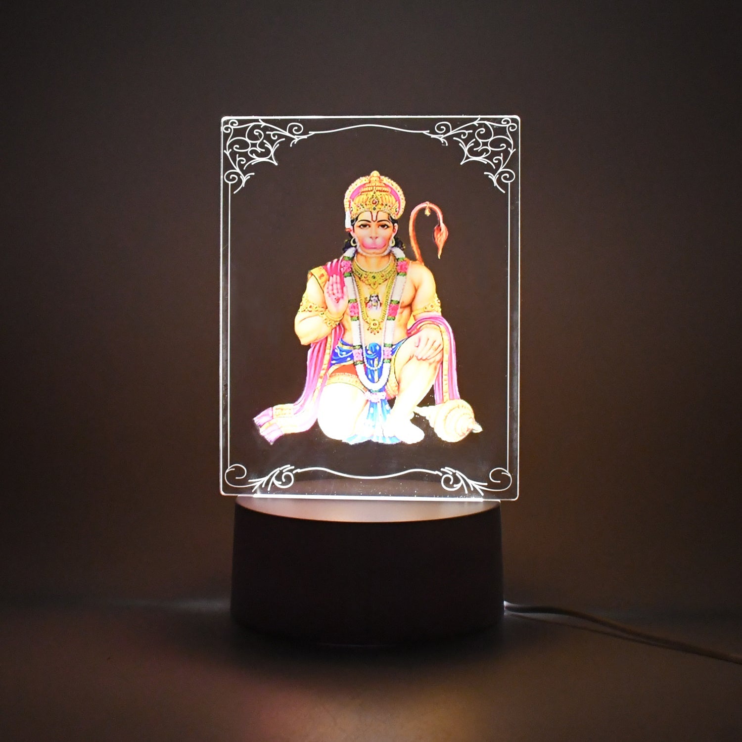 Beautiful 3d Lord Hanuman Frame With Soft White Light (1 Pc) Wukusy