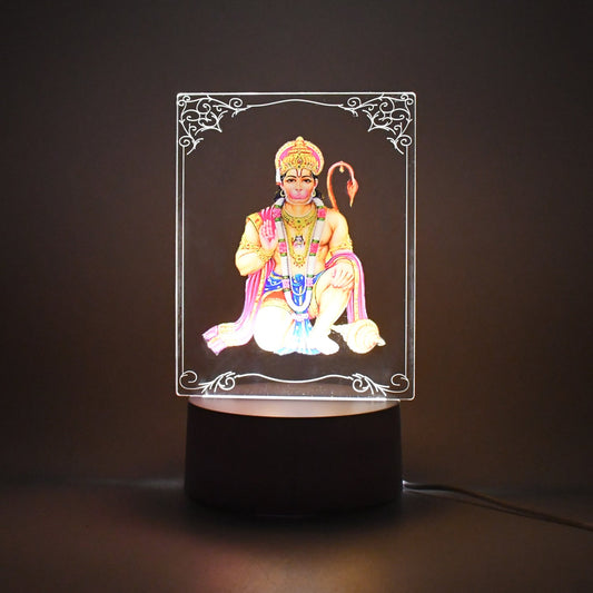 Beautiful 3d Lord Hanuman Frame With Soft White Light (1 Pc) Wukusy