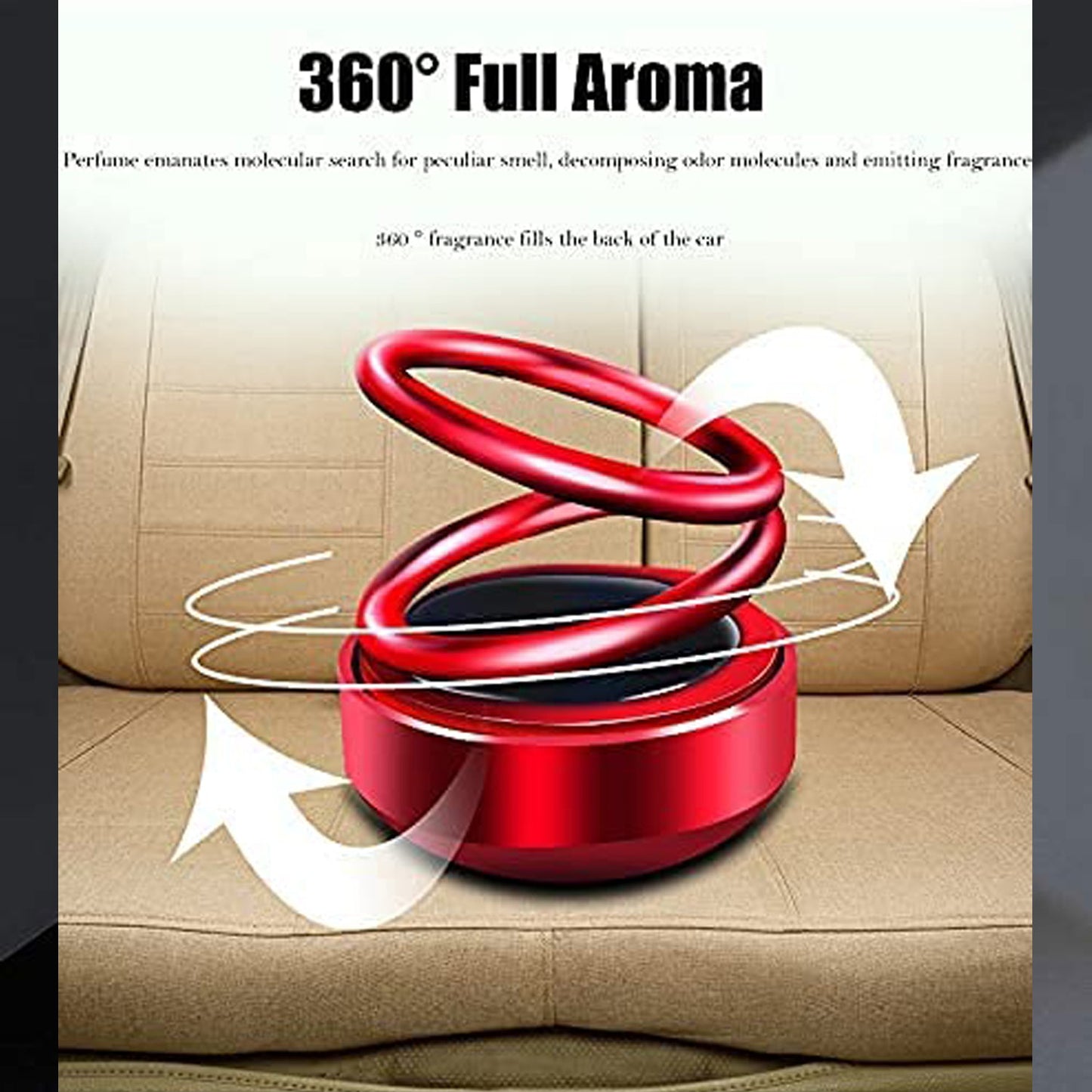 6319 Solar Power Car Aroma Diffuser 360double Ring Rotating Design Car Fragrance Diffuser Car Perfume Air Freshener For Dashboard Home Office Wukusy