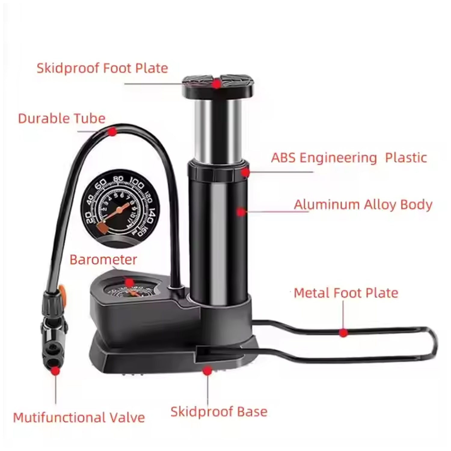 Portable High Pressure Foot Air Pump (1 Pc) Wukusy