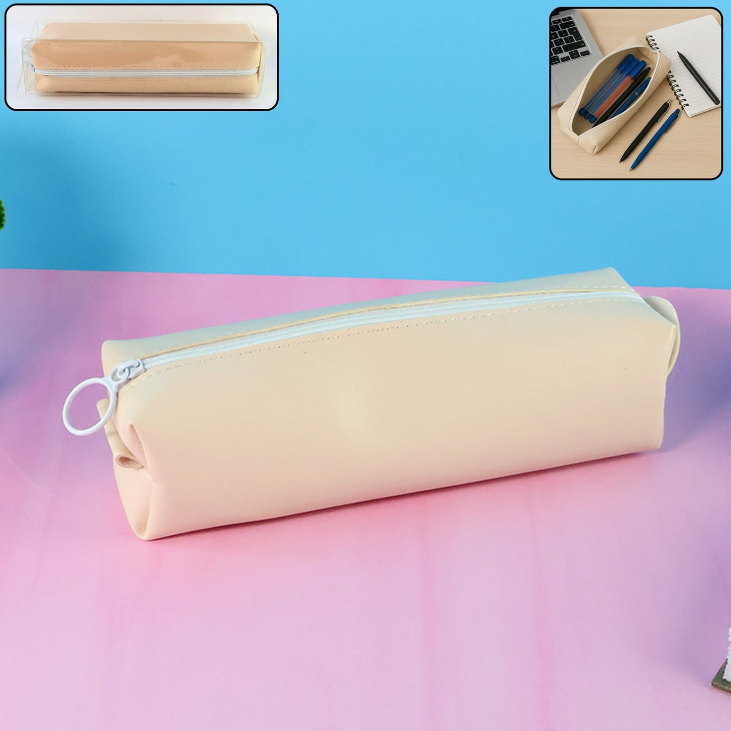 Slim PU Leather Pencil Pouch - (1 Pc)