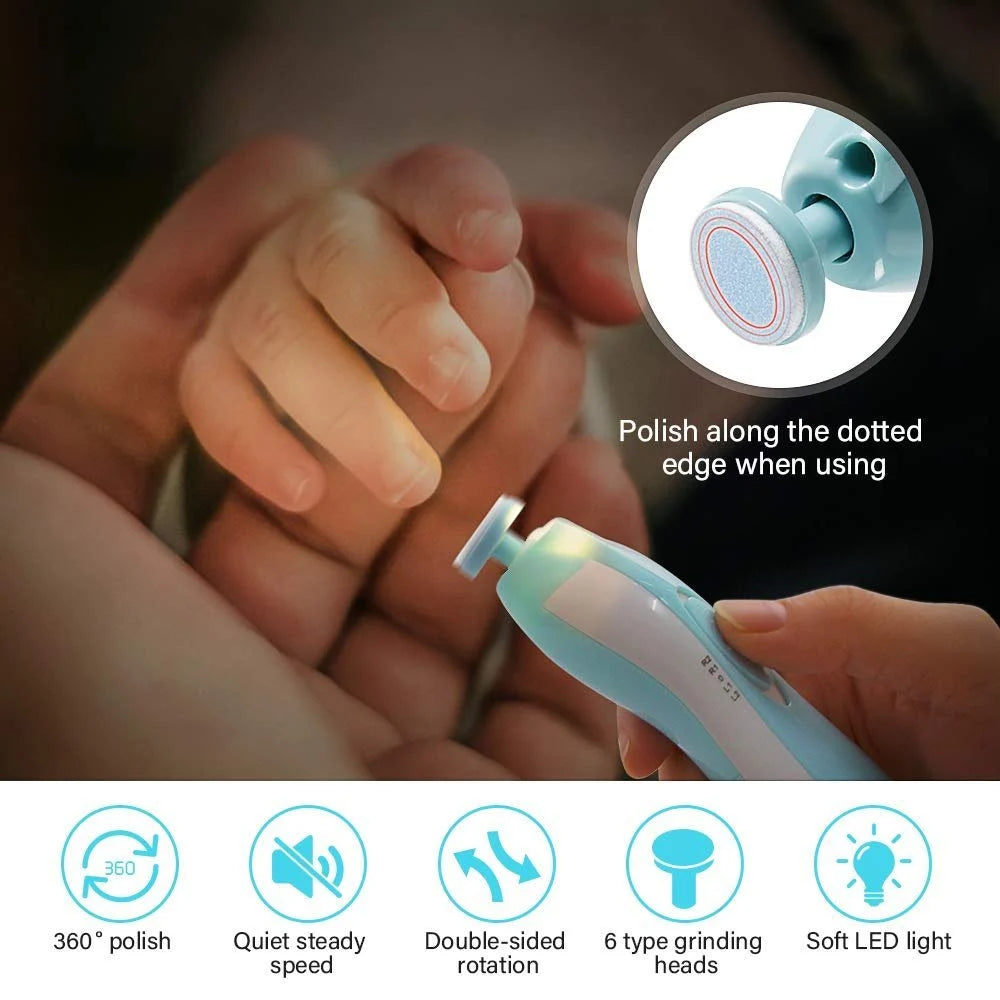 Amazon.com: Baby Nail Trimmer Electric Nail File Baby Nail Clippers, 20 in  1 Safe Nail Filer Grinder Kit for Newborn Infant Toddler Kids or Adults  Toes Fingernails Care Trim Polish, Led Light
